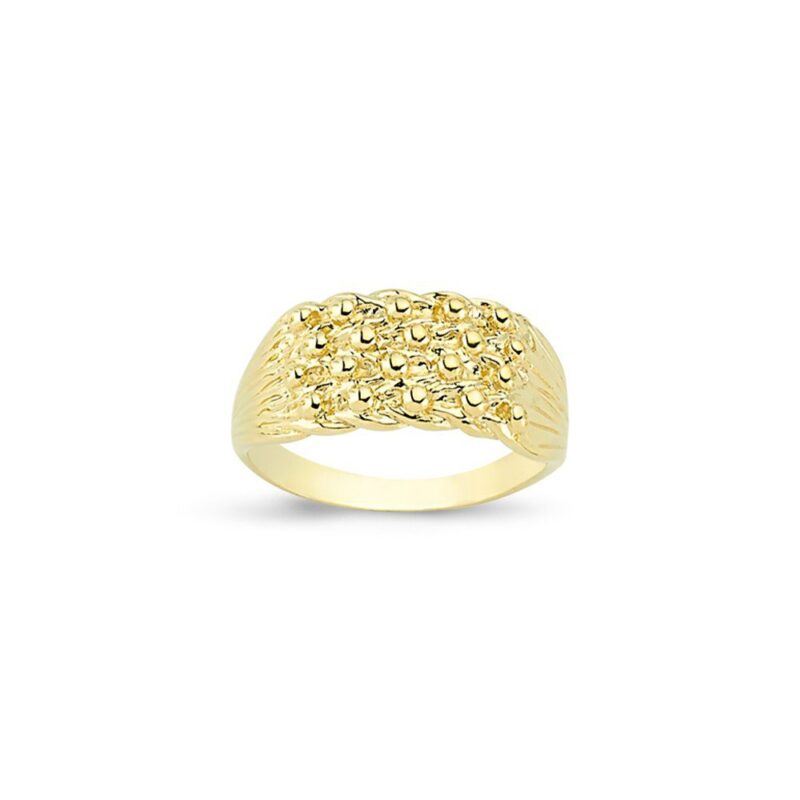 9ct Gold Four Row Keeper Ring – Light Weight